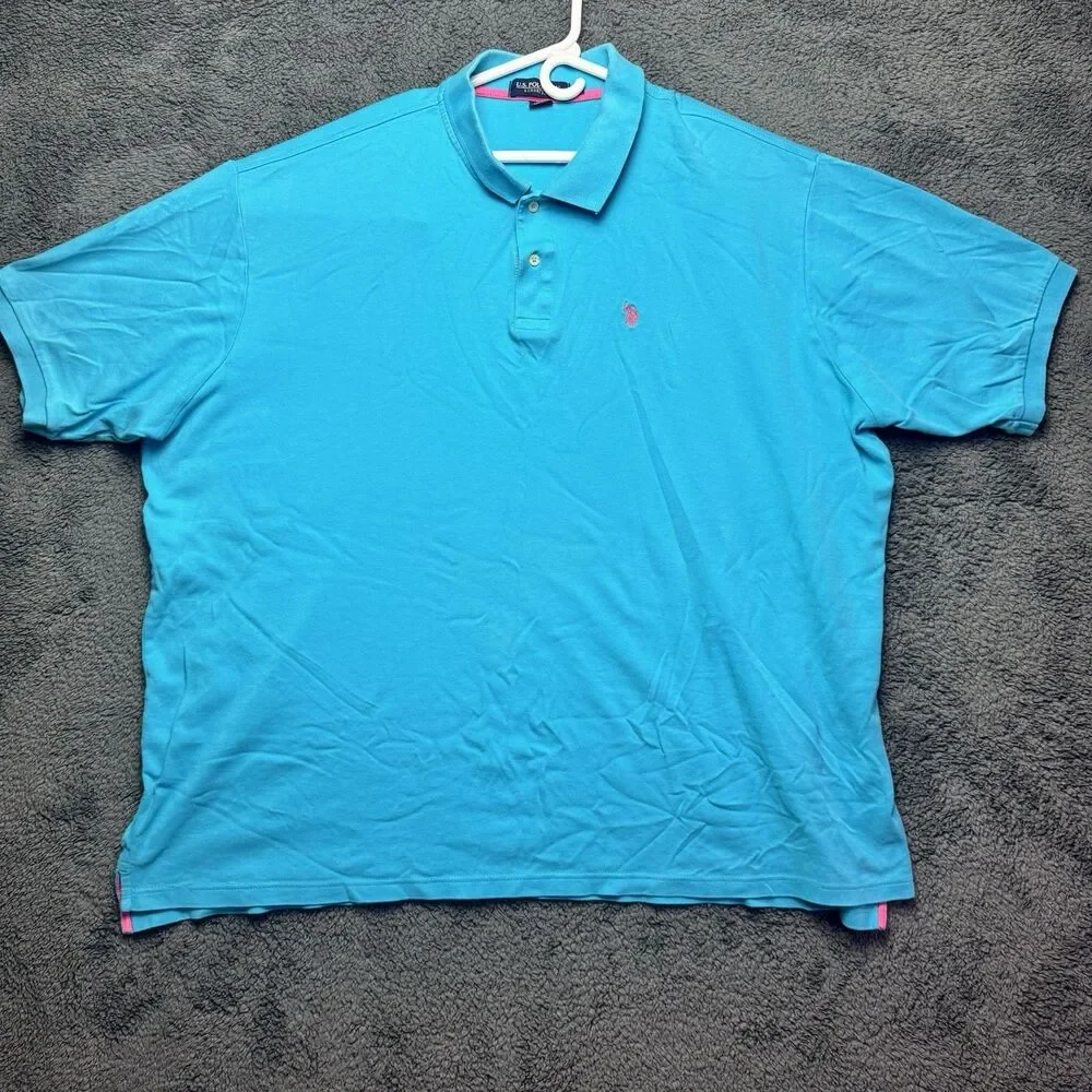 U.S. Polo Assn. Luxury Feel Men's Blue Short Sleeve Cotton Polo Shirt 4XLT